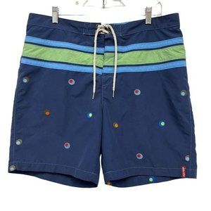 Tommy Bahama Men's Swim Board Shorts Navy Blue Polka Dot Mesh Lined Size L Relax